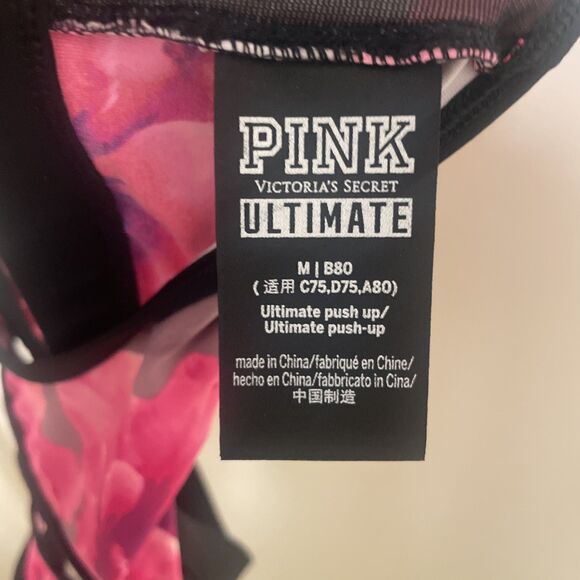 Victoria's Secret ULTIMATE Push Up Sports Bra Women's Medium Front Zip Wireless - Picture 7 of 7